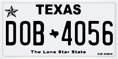 TX license plate DOB4056