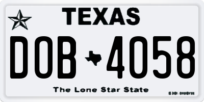 TX license plate DOB4058