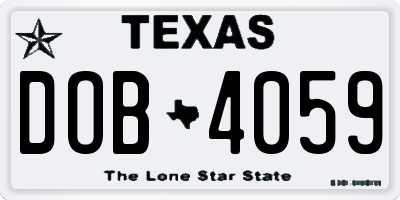 TX license plate DOB4059