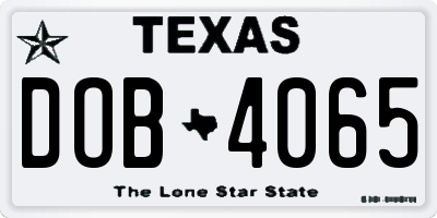 TX license plate DOB4065