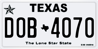 TX license plate DOB4070