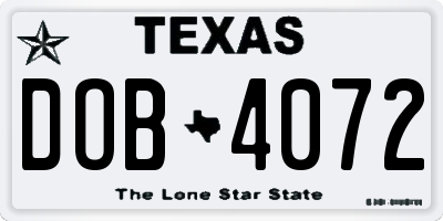 TX license plate DOB4072