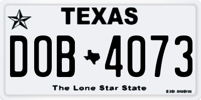 TX license plate DOB4073