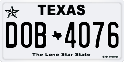 TX license plate DOB4076