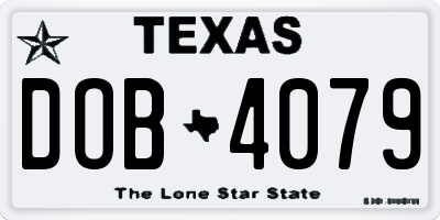 TX license plate DOB4079