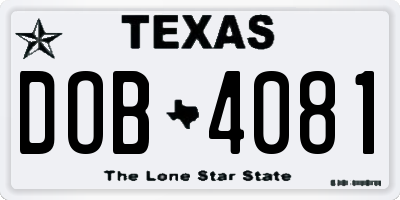 TX license plate DOB4081