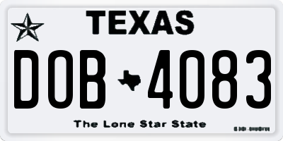 TX license plate DOB4083
