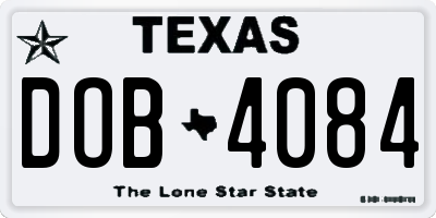 TX license plate DOB4084