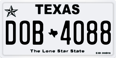 TX license plate DOB4088