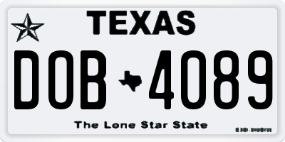 TX license plate DOB4089