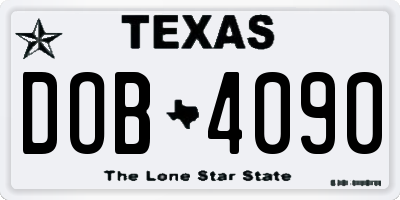 TX license plate DOB4090