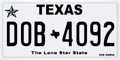 TX license plate DOB4092