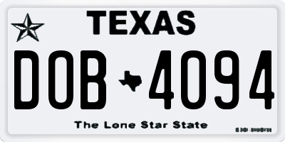 TX license plate DOB4094