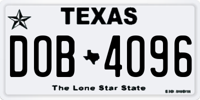 TX license plate DOB4096