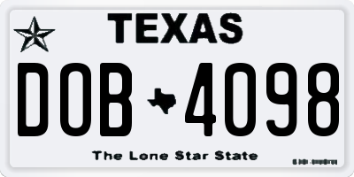 TX license plate DOB4098