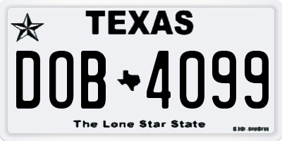 TX license plate DOB4099