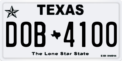TX license plate DOB4100
