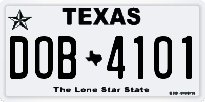 TX license plate DOB4101
