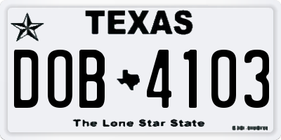 TX license plate DOB4103