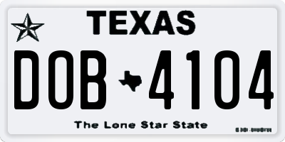 TX license plate DOB4104