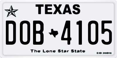 TX license plate DOB4105