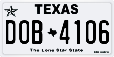 TX license plate DOB4106