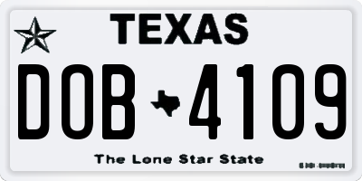 TX license plate DOB4109