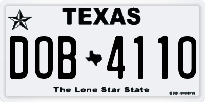 TX license plate DOB4110