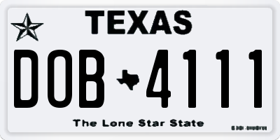 TX license plate DOB4111