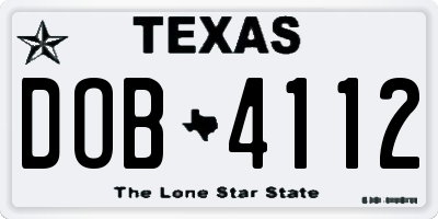TX license plate DOB4112