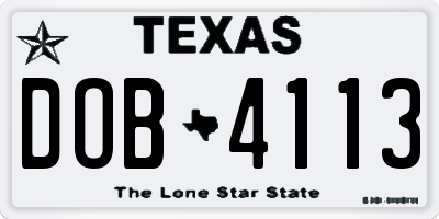 TX license plate DOB4113