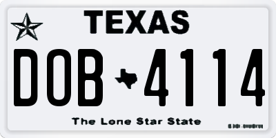 TX license plate DOB4114