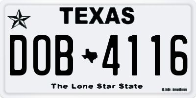 TX license plate DOB4116