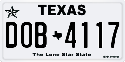 TX license plate DOB4117