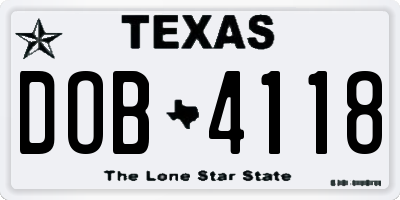 TX license plate DOB4118