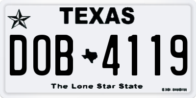 TX license plate DOB4119