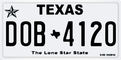 TX license plate DOB4120