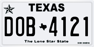 TX license plate DOB4121