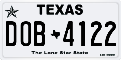 TX license plate DOB4122