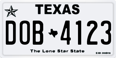 TX license plate DOB4123