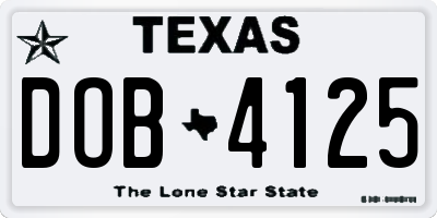 TX license plate DOB4125