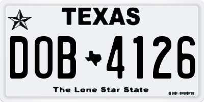 TX license plate DOB4126
