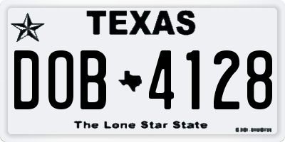 TX license plate DOB4128