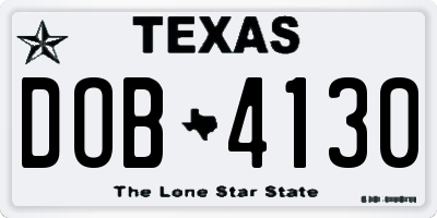TX license plate DOB4130