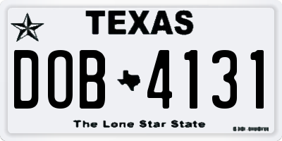 TX license plate DOB4131