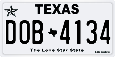 TX license plate DOB4134