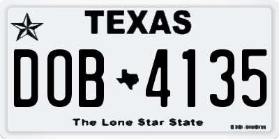 TX license plate DOB4135