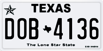 TX license plate DOB4136