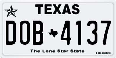 TX license plate DOB4137