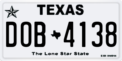 TX license plate DOB4138
